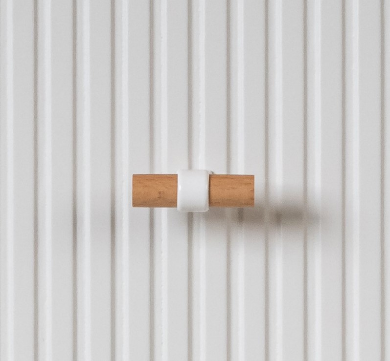 ידית מוט עץ חיבור לבן ידית מוט עץ חיבור לבן